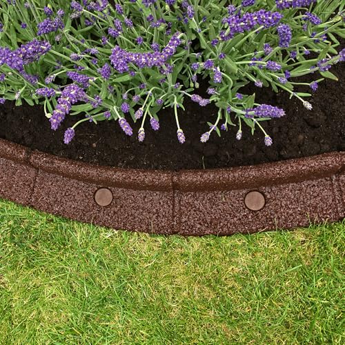 FlexiBorder - Bordura per aiuola - Bordura flessibile da giardino per prato all’inglese - vialetti - bordature rialzate - erba artificiale - Marrone - Kit 6 x 1 m di lunghezza