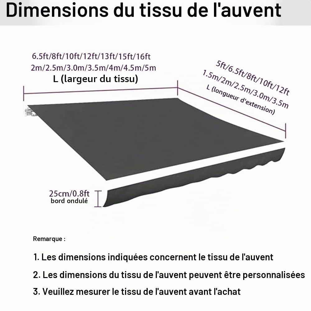 Toile De Store Banne Manuel Rétractable, 3x2m 5x3.0m Tissu De Remplacement pour Auvent pour Terrasse, Couverture D'auvent pour Pare-Soleil Imperméable(Red,3.5x2.5m/11.5x8ft)