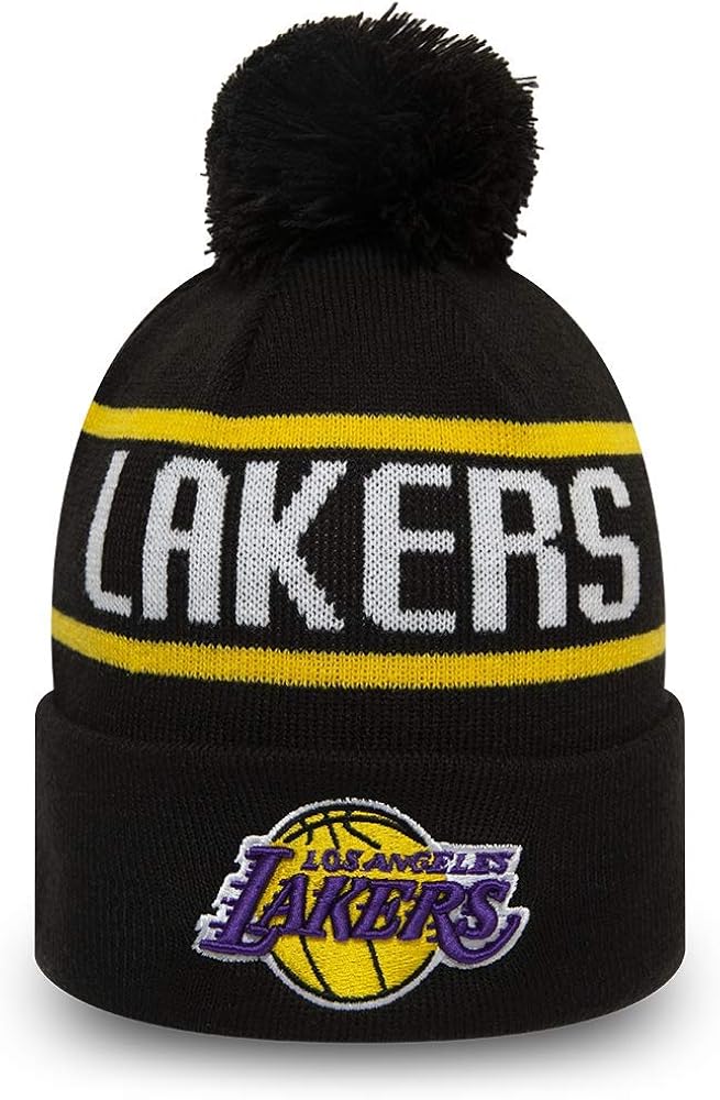 Lined Bobble Knit Beanie Hat Black 