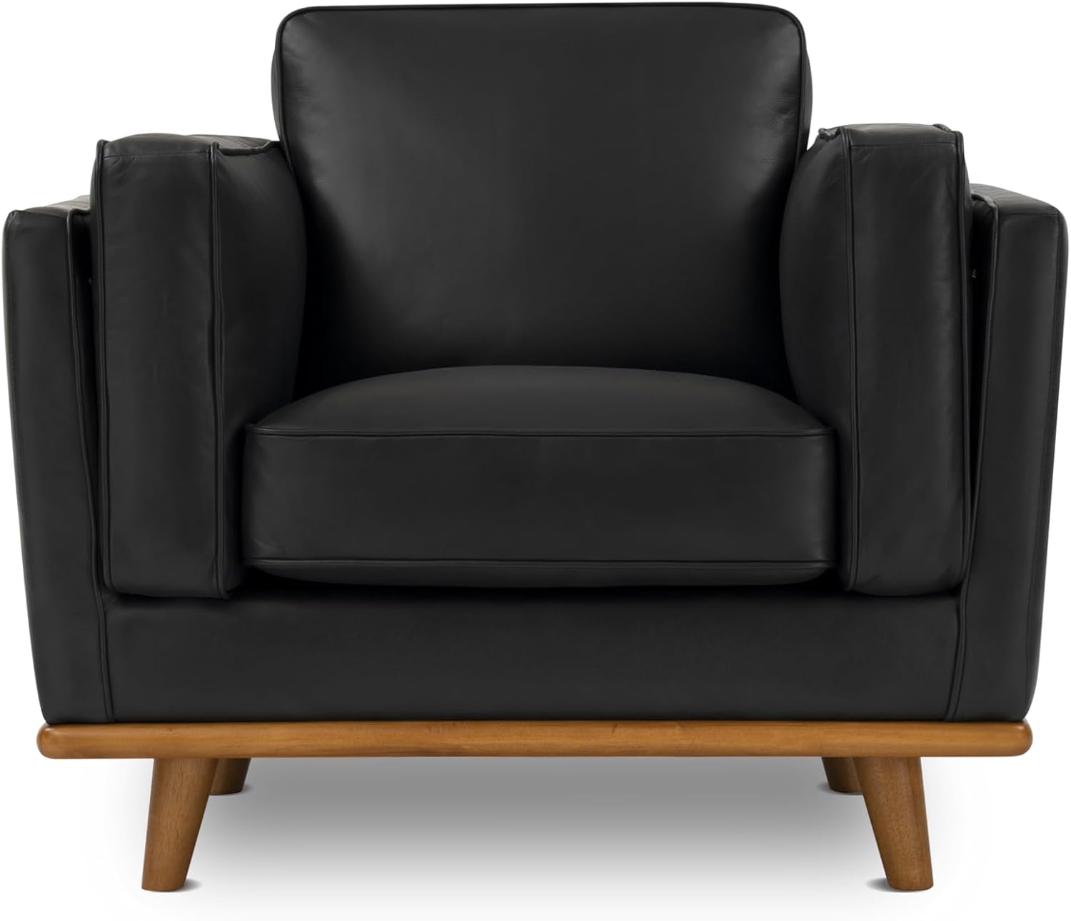 Valencia Artisan Full Leather Accent Chair 41.5” | Pure Full Italian Nappa Leather Chair, Solid Wood Accent, Ultimate Comfort, Black