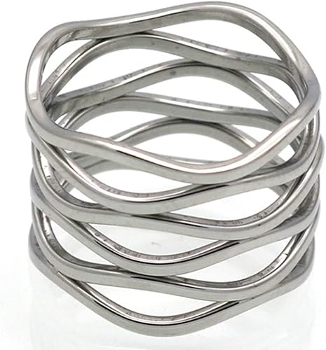 Miniatura 3 de Jude Jewelers Anillo de acero inoxidable estilo trenzado de onda estilo declaración de promesa aniversario