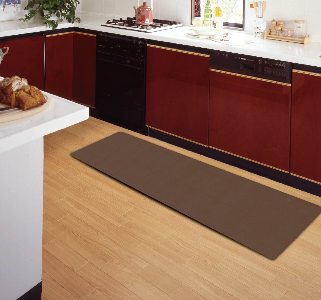 MEIWA Kitchen Mat with Anti-Slip 50 X 180 cm Solid Dark Brown So – 50