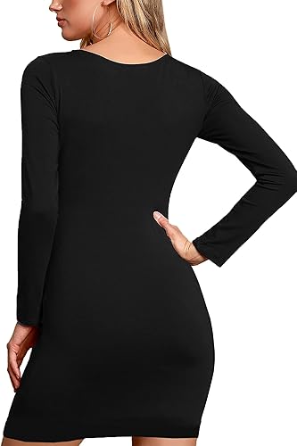 Vista 4 de Deerose Vestido de Navidad de manga larga para mujer, ajustado y elástico