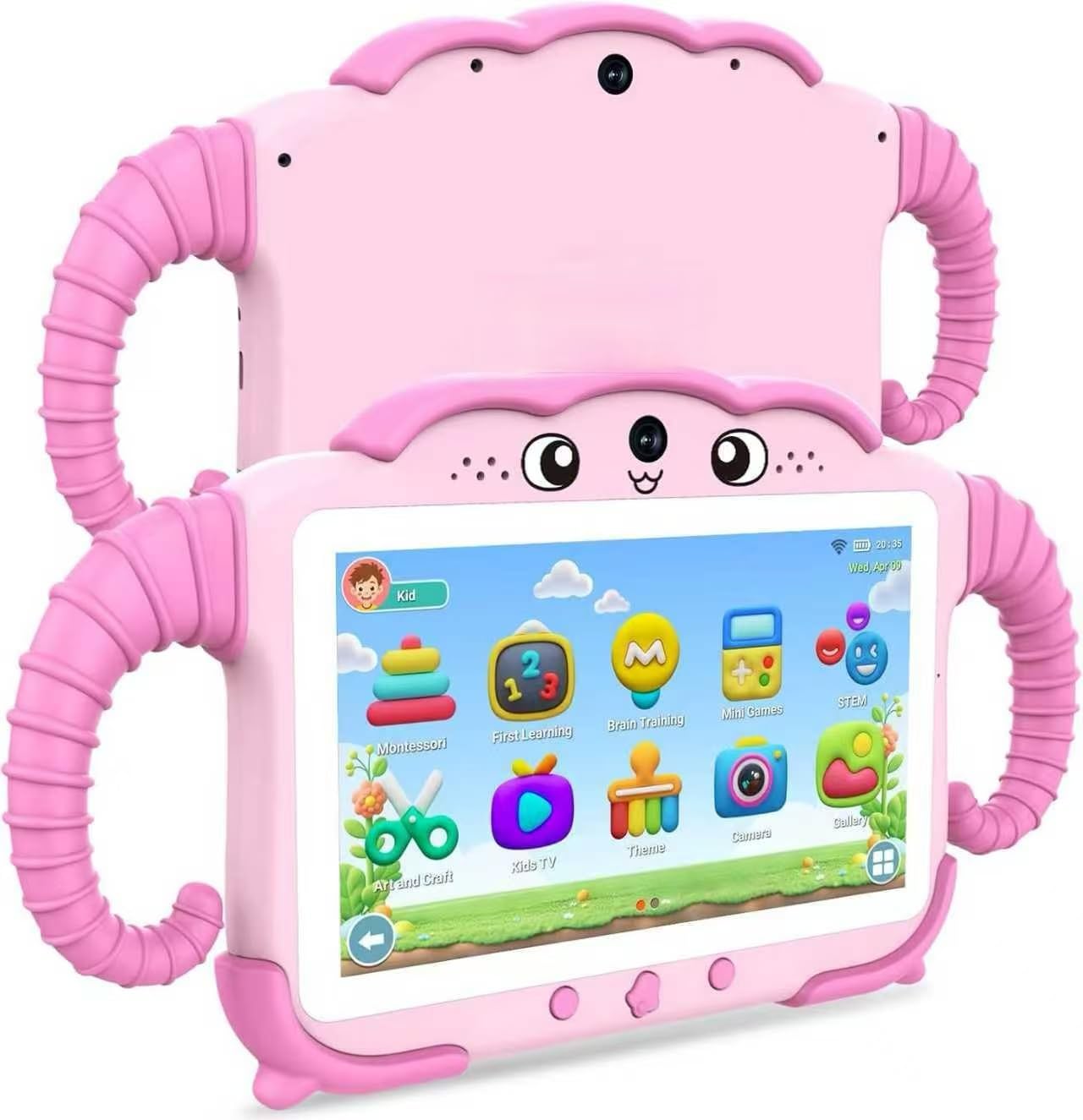 Tablet dla dzieci 7" dla dzieci od 3 do 14 z etui, 2 GB + 32 GB, zabezpieczenie przed dziećmi, certyfikat GMS, WiFi, podwójny aparat, Google Play Store, różowy