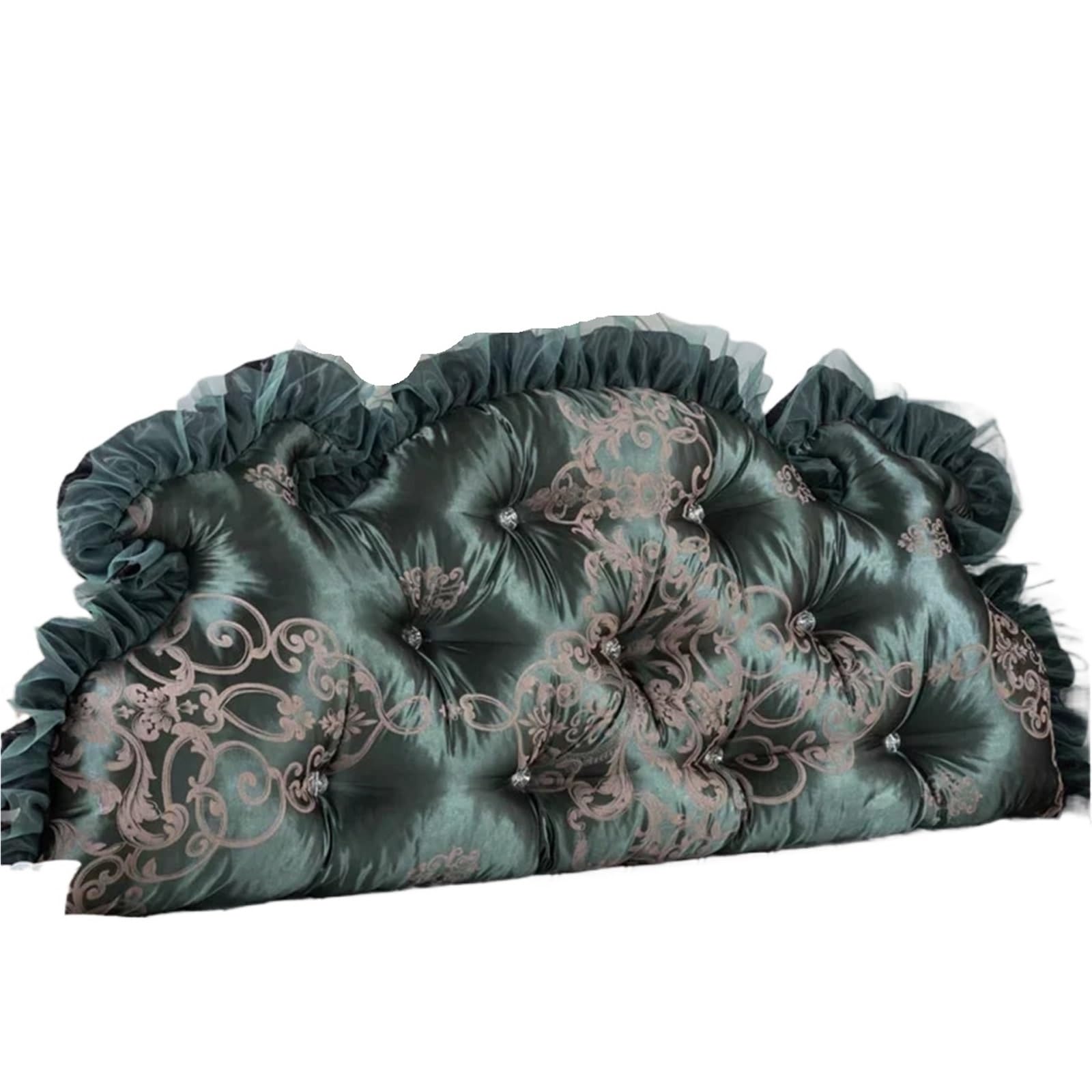 LPATEBCVU Ruffle Bed Backrest Headboard Cushions Bed Back Cushion Large Backrests Pad Double-sided Upholstered Pillows Washable(Color1,Length 150cm)