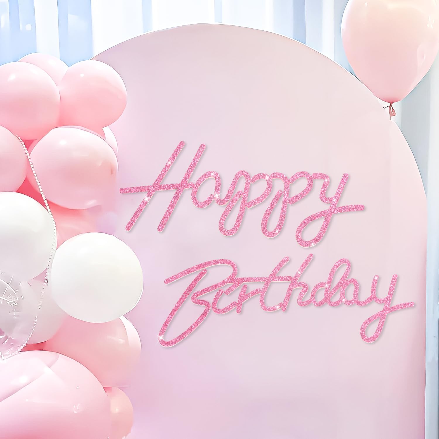Glitter White Happy Birthday Sign, Felt Happy Birthday Sign for Arch Backdrop Balloon Backdrop Decorations Wall Decor for Baby Girl Boy Women Birthday Party Baby Shower thumbnail