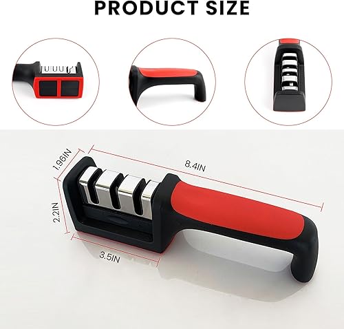 Miniatura 2 de Afilador de cuchillos de mano de 4 etapas, afilador de cuchillos de cocina y bolsillo para cuchillos de acero cerámico y tijeras, reparación y