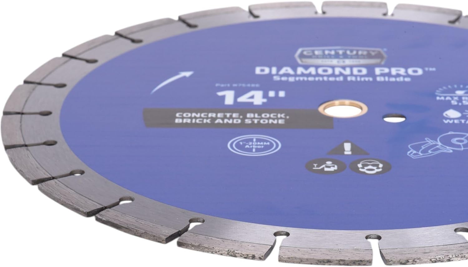Century Drill & Tool 75486 Diamond Segmented Rim Blade, 14"