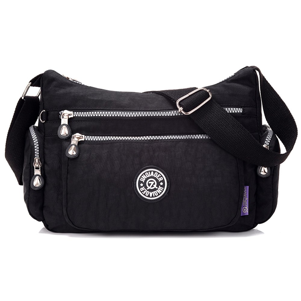 Designer Style Ladies Medium Handbag Hobo Shoulder Crossbody Messenger Tote Bag (Black)