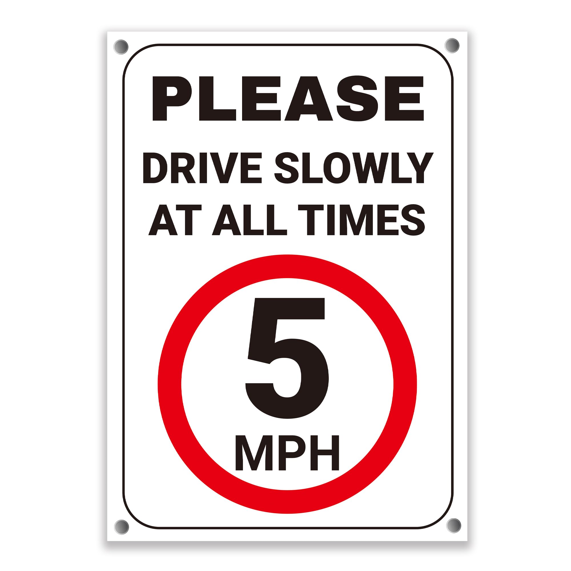 LP Lifestyle Weatherproof 5 MPH Speed Limit Sign – Please Drive Slowly at All Times, Durable Rust-Free PVC Outdoor Traffic Safety Sign for Private Roads & Sites No.394 (A3 (297mm x 420mm) – Holes)