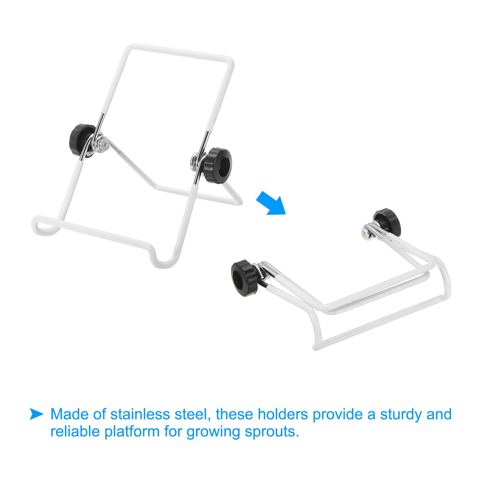 PATIKIL Sprouting Stands, 6 Pcs Stainless Steel Foldable Adjustable Stands Wide Mouth Canning Jars Holders for Growing Sprouting - Image 3