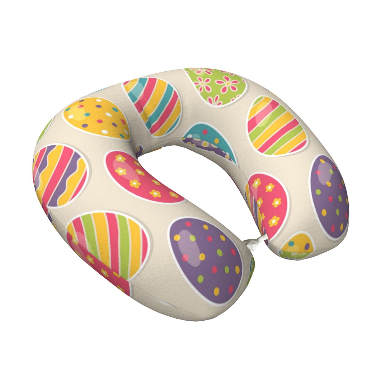 LKYMOH Easter Eggs (2), Travel Neck Pillow U-Shaped Memory Neck Support Soft Comfortable With Washable Cover For Airplane Car Traveling and Office