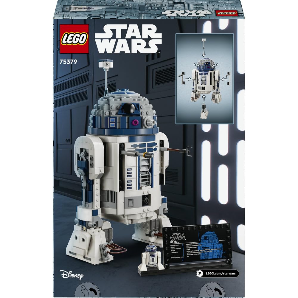 LEGO Star Wars R2-D2, Figurka do Zbudowania dla 10-latka, Model Droida z Gwiezdnych Wojen dla Dzieci z Minifigurką Dartha Maleka, Dekoracja Pokoju Dziecięcego, Prezent dla Chłopca i Dziewczynki, 75379