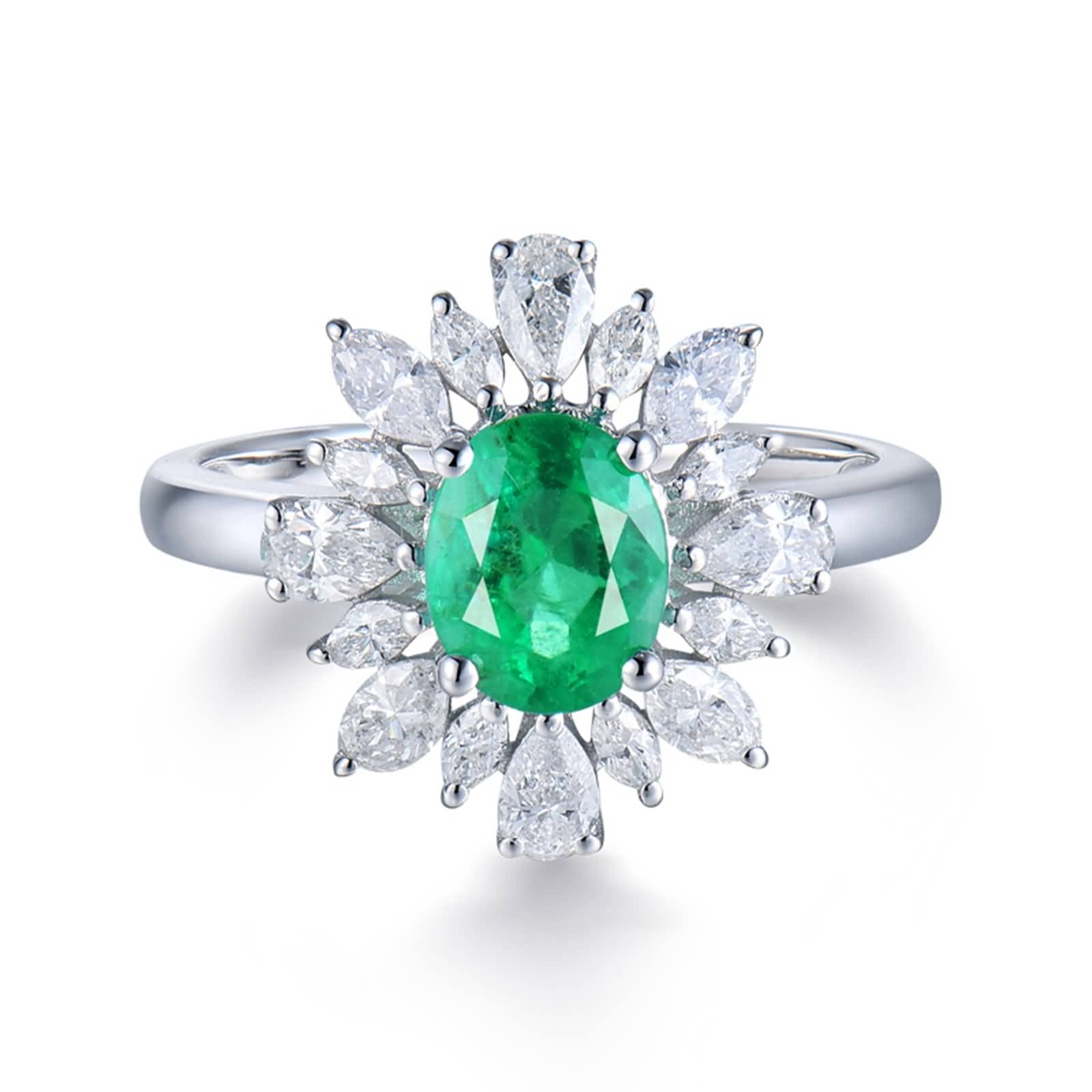 Anillos de piedras preciosas para mujer, oro de 18 quilates/plata de ley 925, moissanita/circonita cúbica y esmeralda creada en laboratorio, anillo de compromiso de 1 ct, esmeralda sintética Moissanite