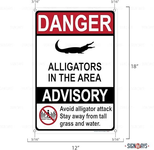 Miniatura 2 de Señal de peligro de los ligadores en la zona, incluye agujeros, reflectante 3M de calidad, laminado de aluminio duradero, 12.0 x 18.0in, fabricado