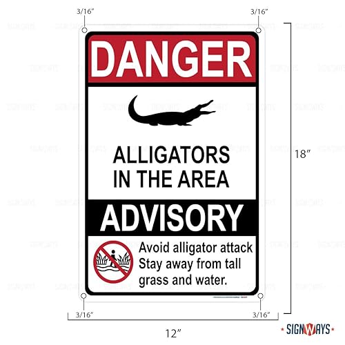 Miniatura 2 de Señal de peligro de los ligadores en la zona, incluye agujeros, reflectante 3M de calidad, laminado de aluminio duradero, 12.0 x 18.0in, fabricado