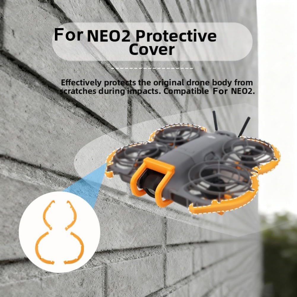 Eawfgtuw Kit di protezione per DJI NEO 2 con paraurti in PC, cover antigraffio e treppiedi pieghevoli per migliorare l'altezza, design leggero 10,5 x 5,5 x 4,2 cm (arancione)