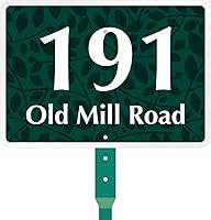 Vista 10 de SmartSign Letrero personalizado de dirección de casa de 7 x 10 pulgadas con estaca de 18 pulgadas (diseño festoneado), aluminio reflectante a prueba