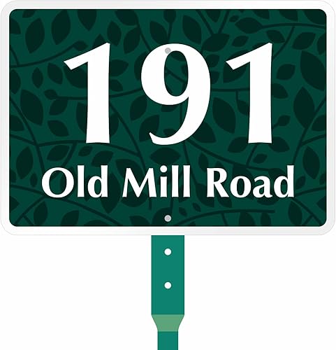 Miniatura 10 de SmartSign Letrero personalizado de dirección de casa de 7 x 10 pulgadas con estaca de 18 pulgadas (diseño festoneado), aluminio reflectante a prueba