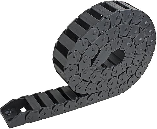 Miniatura 5 de uxcell R28 0.591 in x 1.181 in de plástico negro Cable portador de cable de arrastre de la cadena 1M de longitud para CNC