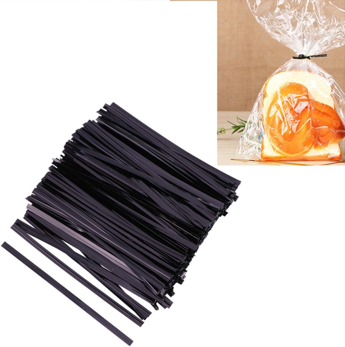 Colorful Metallic Bread Candy Bag Ties, 10cm Black image 2