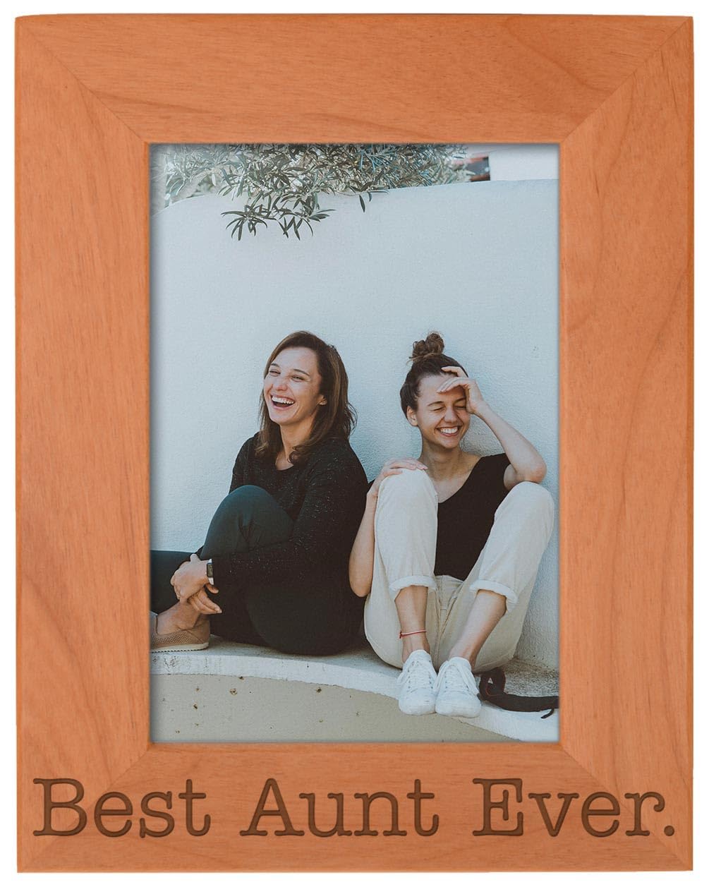 ThisWear natural wood frame with engraved text