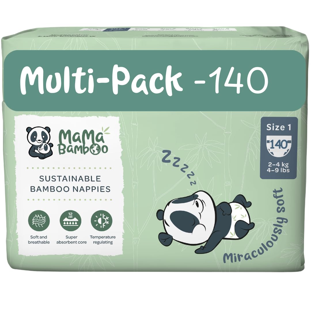 Sponsored Ad – Mama Bamboo Soft, Breathable, Sustainable Bamboo Nappies (Size 1 - Newborn Baby x 140 Nappies)