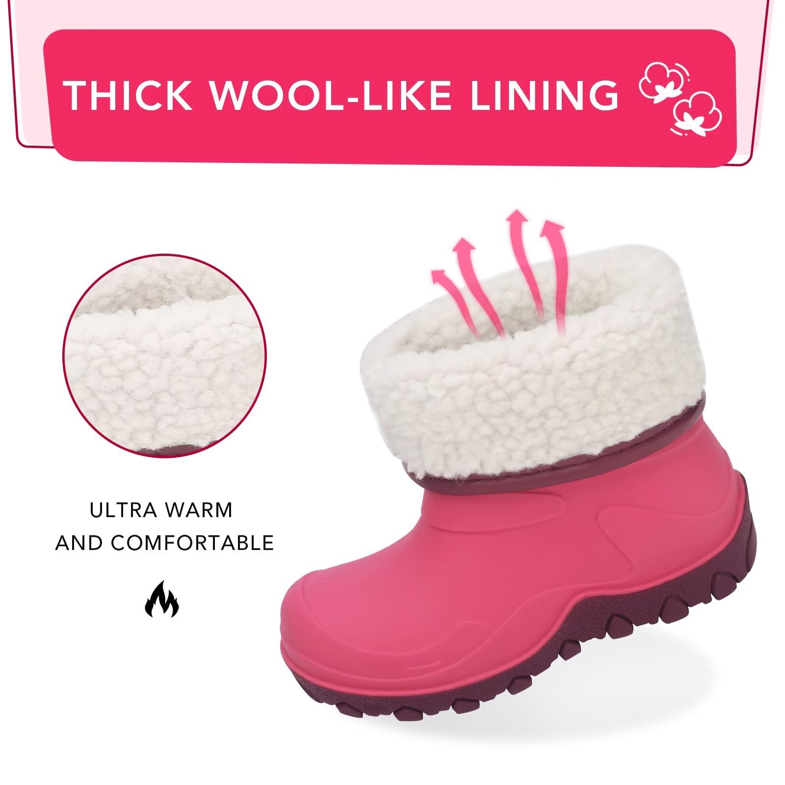 FUNCOO PLUS Mädchen Jungen Winter Warm Fleece gefüttert Gummistiefel Kinder Regen Schneestiefel Gummistiefel 27-38