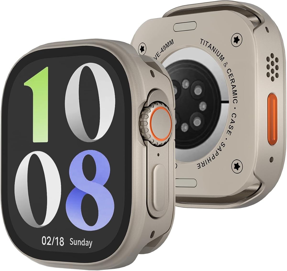 SDOCEBF 3 in 1 Metal Case Screen Protector Cover for Apple Watch Ultra 3/Ultra 2/Ultra 49mm, Ultra-Thin Lightweight Protective Bumper Cover Compatible with iWatch 49mm, Natural Titanium