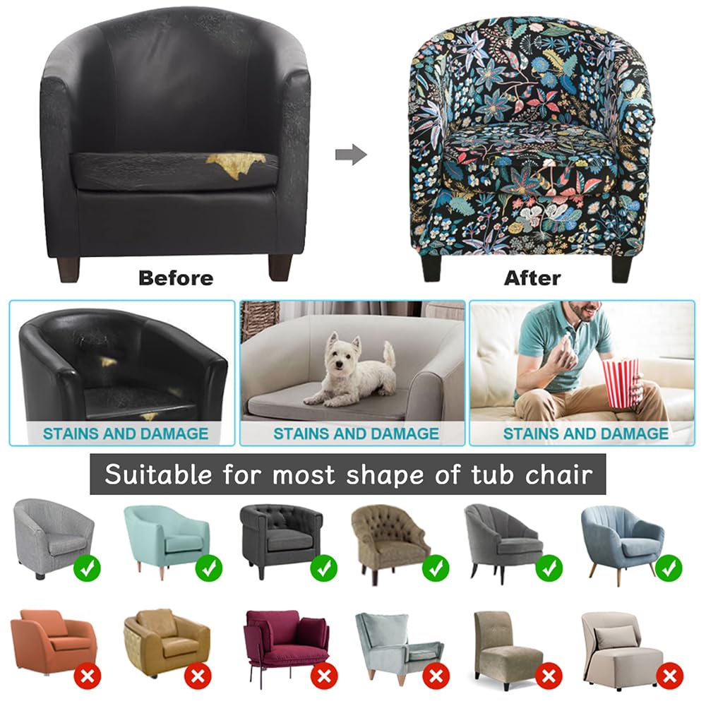 Morbuy Housse Fauteuil, 2 Pièce Housse Fauteuil Club Extensible Housse de Fauteuil 1 Place Chesterfield Housses de Fauteuils, pour Salle à Manger, Café, Bar, Réception (F