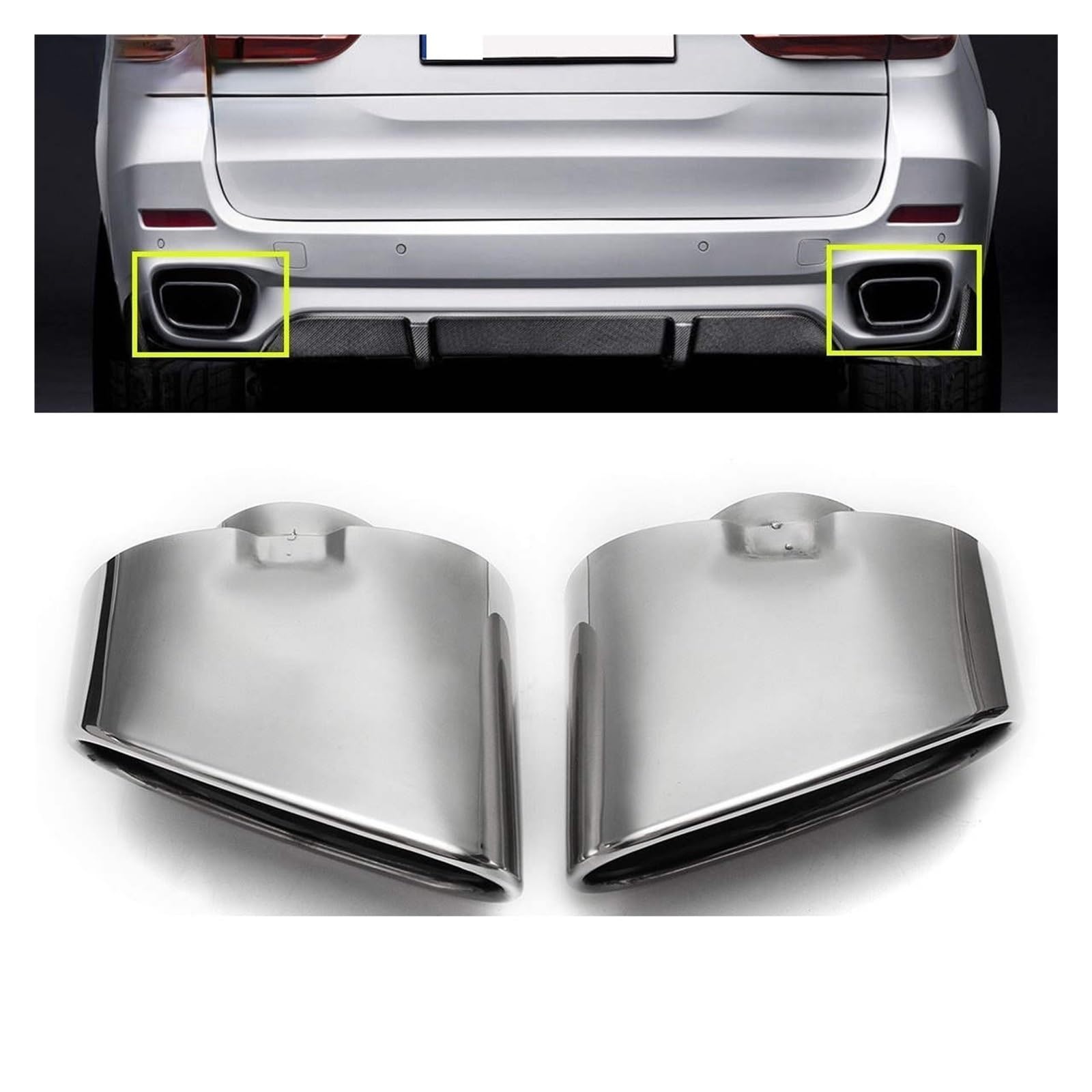 Tubo de escape corto para coche. Acero inoxidable para escape cromado cola doble para punta de silenciador tubo para BMW