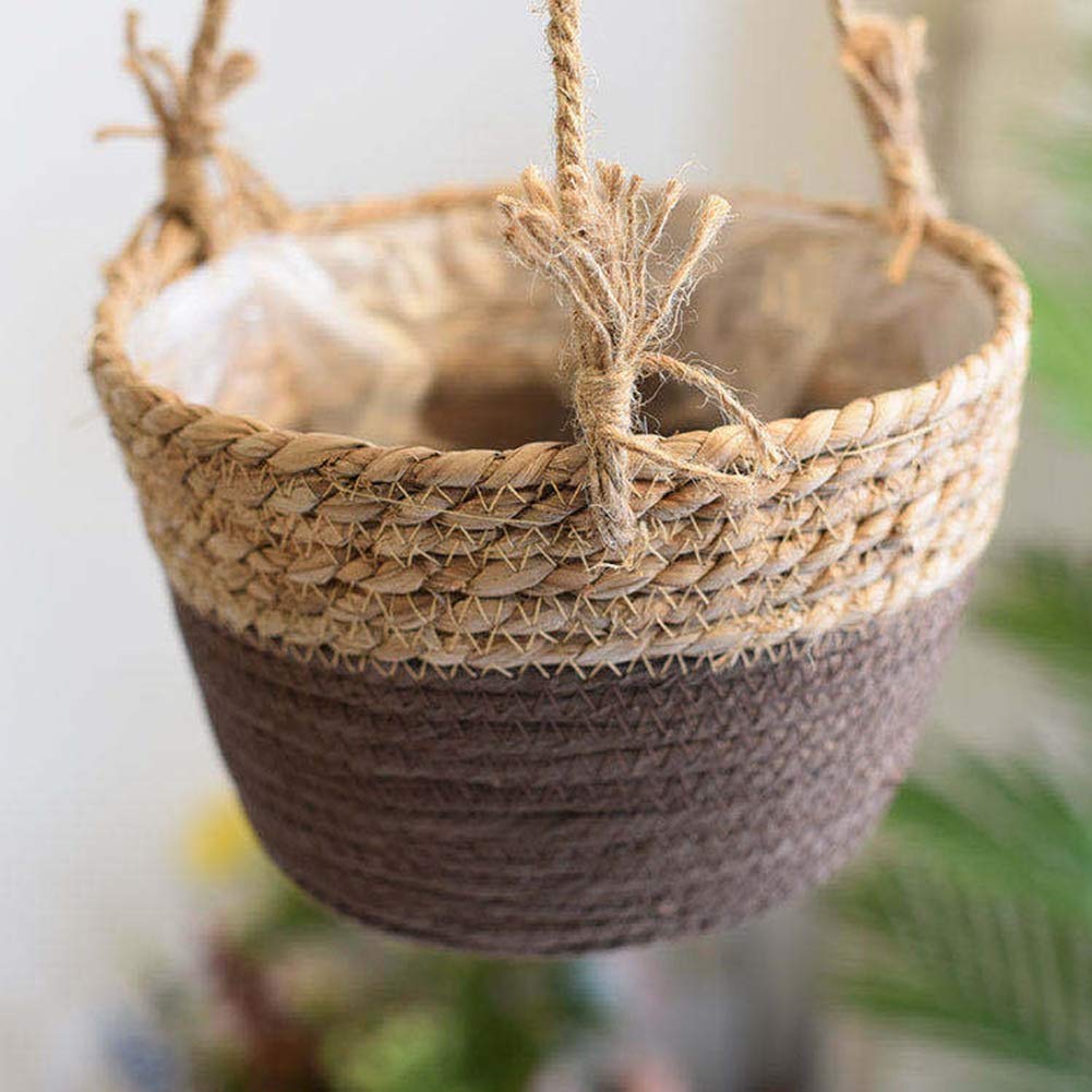 Panier Suspendu Tissé En Herbe De Mer - 50x20x13 Cm - Pour Plantes D'intérieur Ou D'extérieur