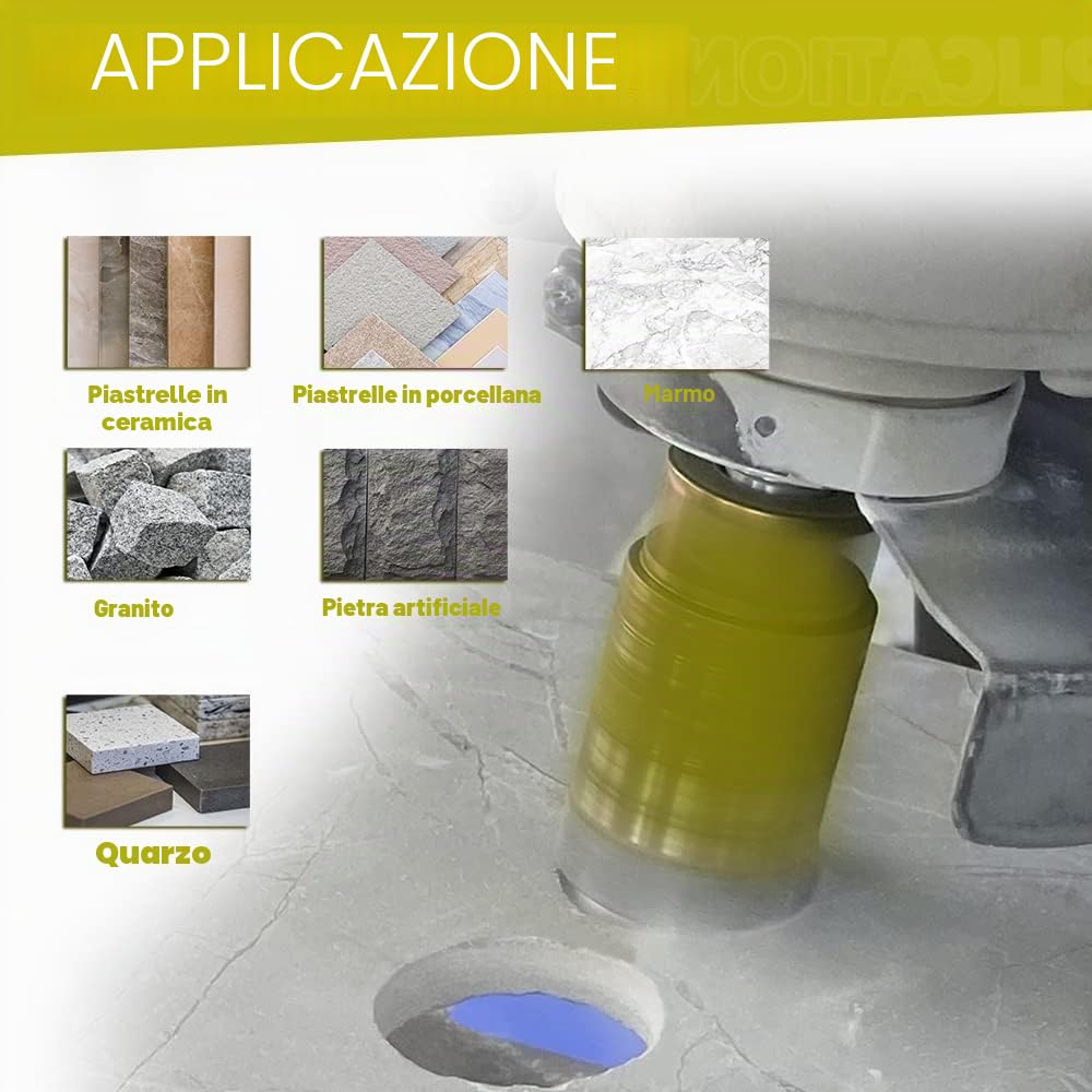 Punte per Trapano Diamantate - 11pezzi(6/8/10/20/25/35/50/68+10mmFresa Diamantata+50mmPunta Smusso+ 115mmDisco+Adattatore)per Piastrelle di Ceramica Porcellana Marmo Granito M14 Filettatura