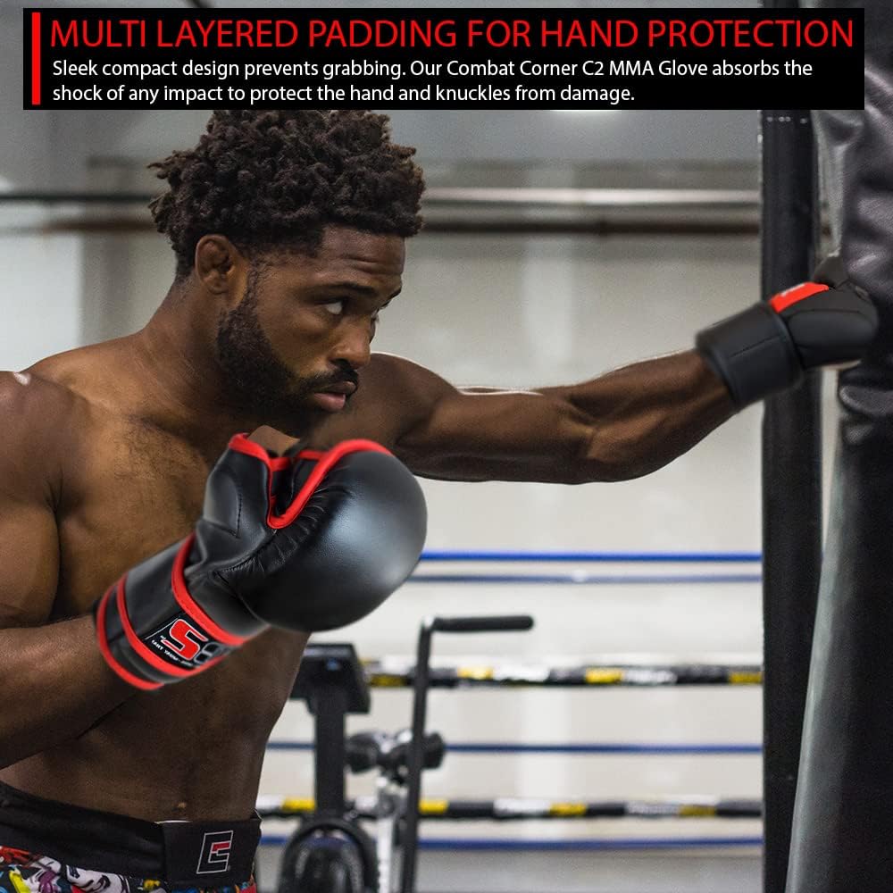 Combat Corner C2 MMA Training Gloves for Men and Women - Kickboxing, Muay Thai, MMA Sparring Training Gloves