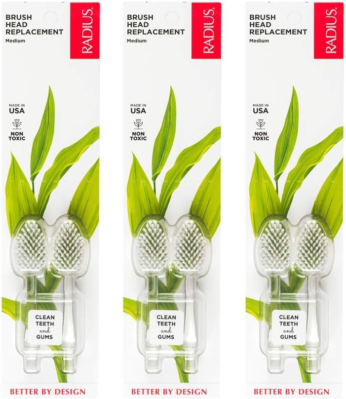 RADIUS Replacement Heads Medium, Clear, 2 Count, (Pack of 3)