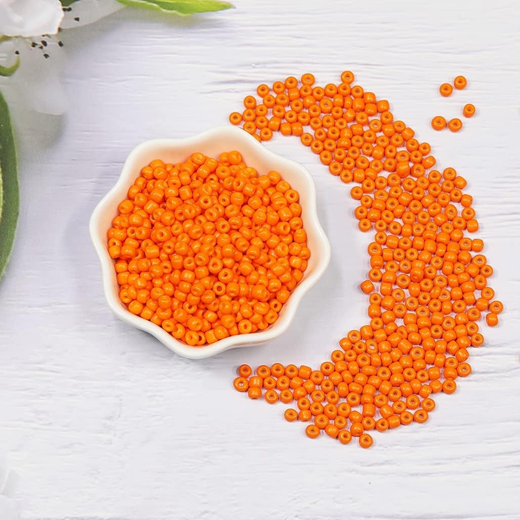 Size 6/0 Crafts Glass Seed Beads 4mm Orange Beads for Jewelry Making (Total About 100g About 1200pcs) - Image 3