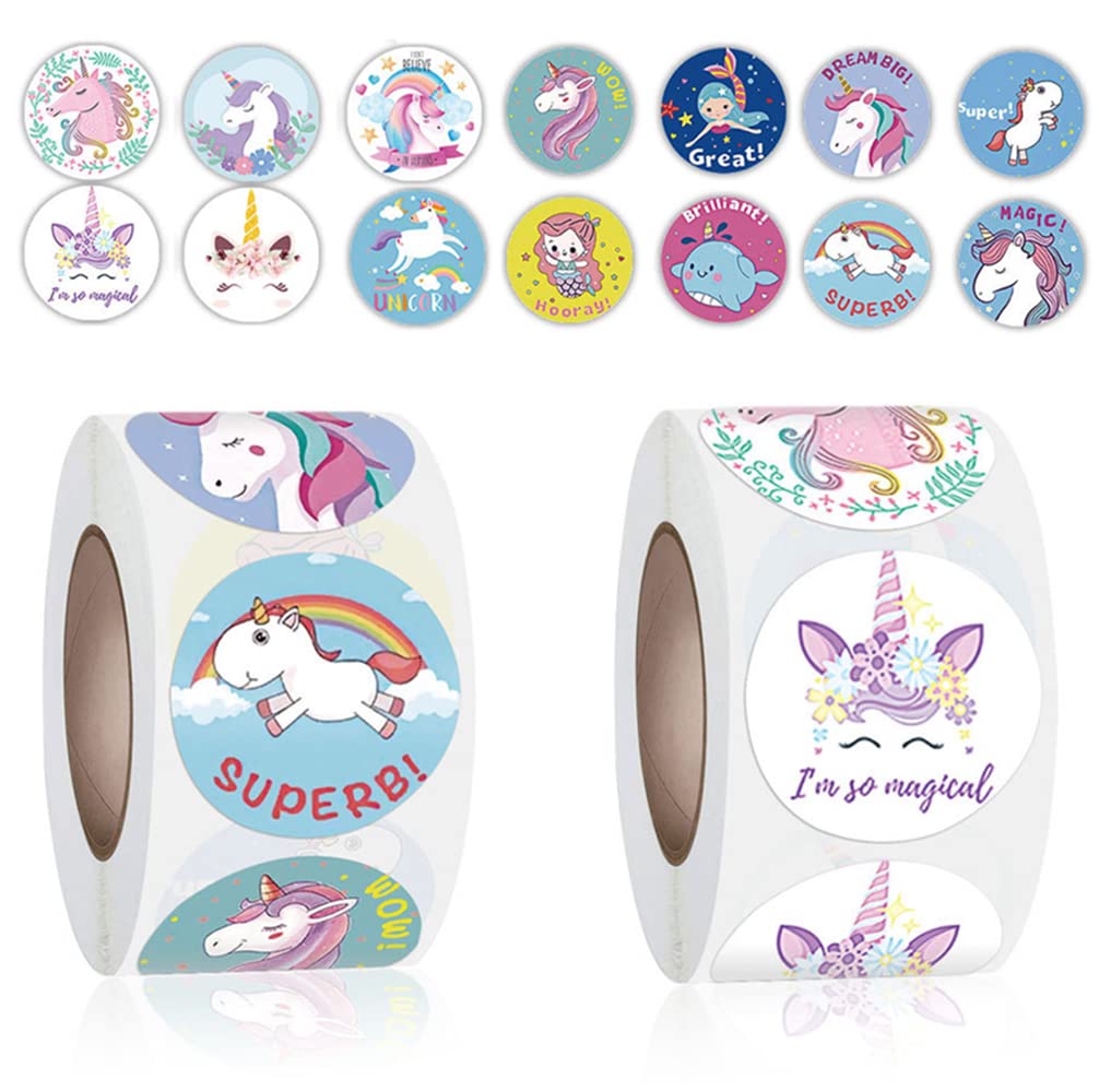 2 rollos Unicornio Pegatina，Stickers Unicornio，para sellar flores, tarjetas, bodas, fiestas, sobres.