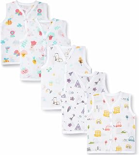 Muslin Cotton Jabla for Newborn Babies | Soft Breathable Front Open Sleeveless Baby Vest | Skin-Friendly for Boys & Girls -