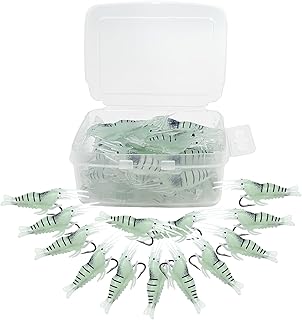 Keenjorika Glow in The Dark Soft Shrimp Lure with Pre Rigged Hook 1.8 in