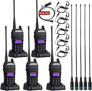 BaoFeng Radio BaoFeng UV-82 Ham Radio 144-148/420-450Mhz 2 Way Radio with Driver Free Programming Cable and Long Antenna(5 Pack-Black)