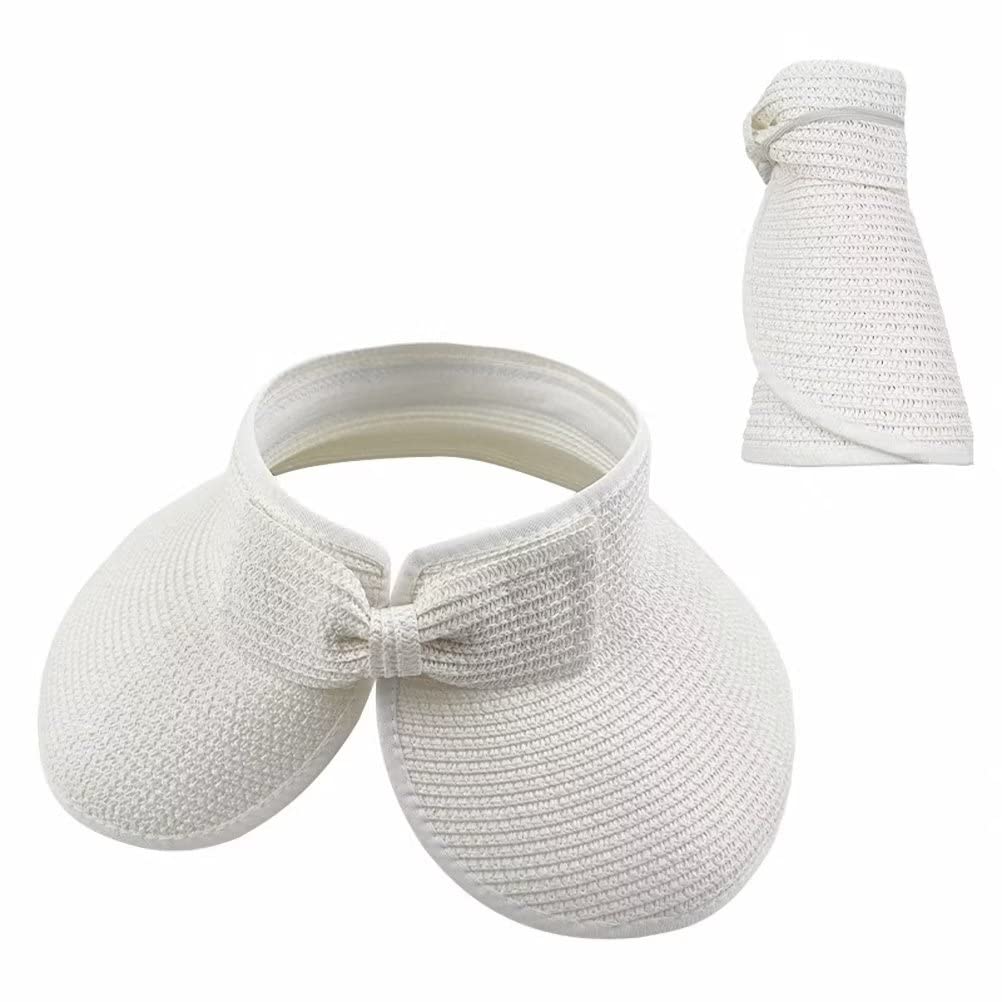 Plancholo Women's White Floppy Sun Hat With Wide Brim, Foldable Roll-Up Straw Hat Summer Uv Hat
