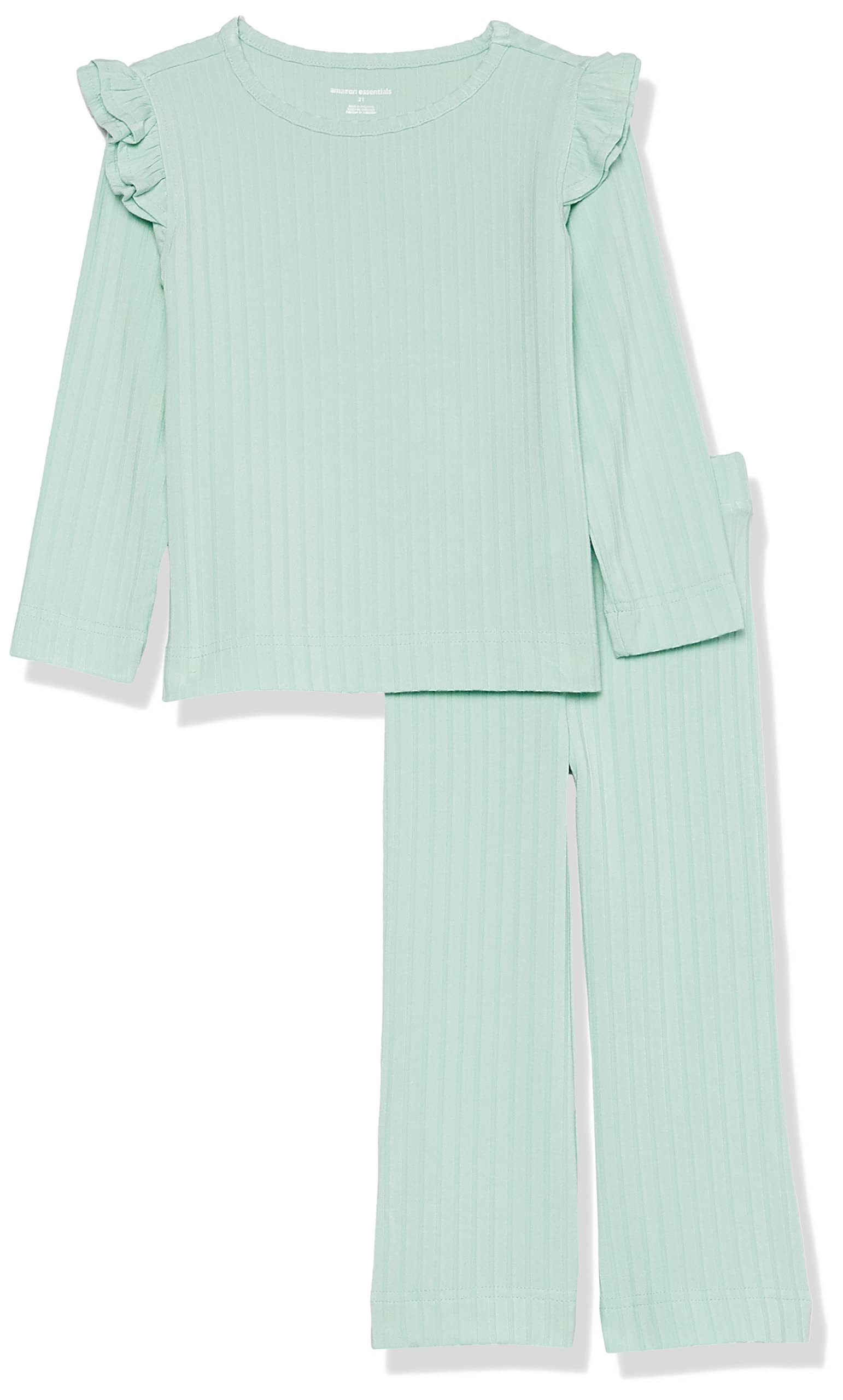 Amazon Essentials Girls and Toddlers' Wide-Rib Outfit Set, Pack of 2