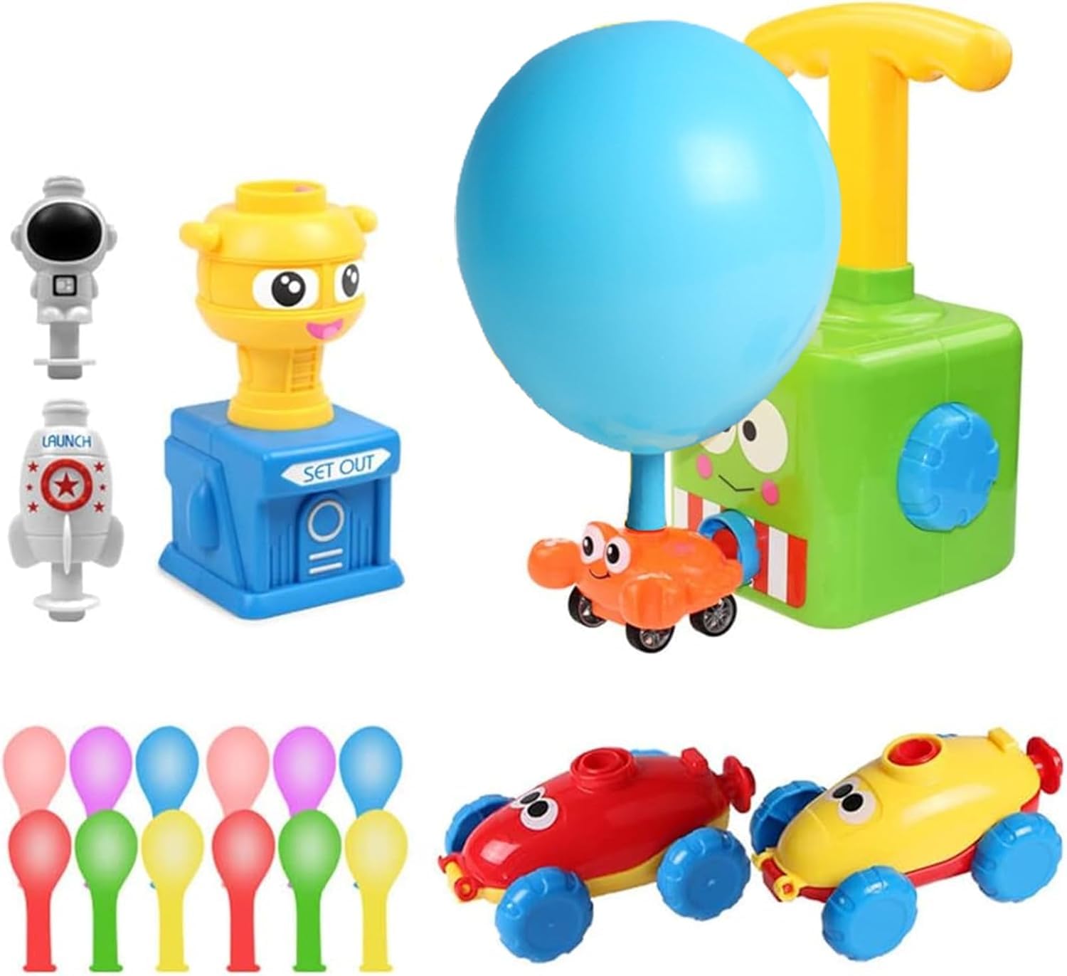 Balloon Powered Car With Launch - Balloon Powered Launch Car, Educational Toys for Kids Balloons Pump Toy Creative Vehicle Toys for Toddler Toys Gift for 2 3 + Year OldsFrog