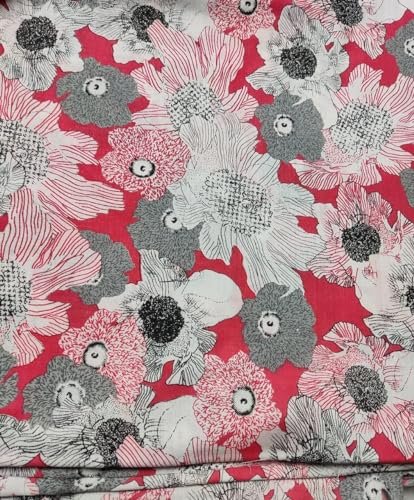 Image of COTTON PRINT(Unstitched fabric for girl /Women,Width-44 inch,Length-5 meter,For making FULL ALL OVER SUIT,Kurti,Gown,Palazo,Dress Material,Tunics,Top,maxi,nighty.FREE SIZE (New Gajri)