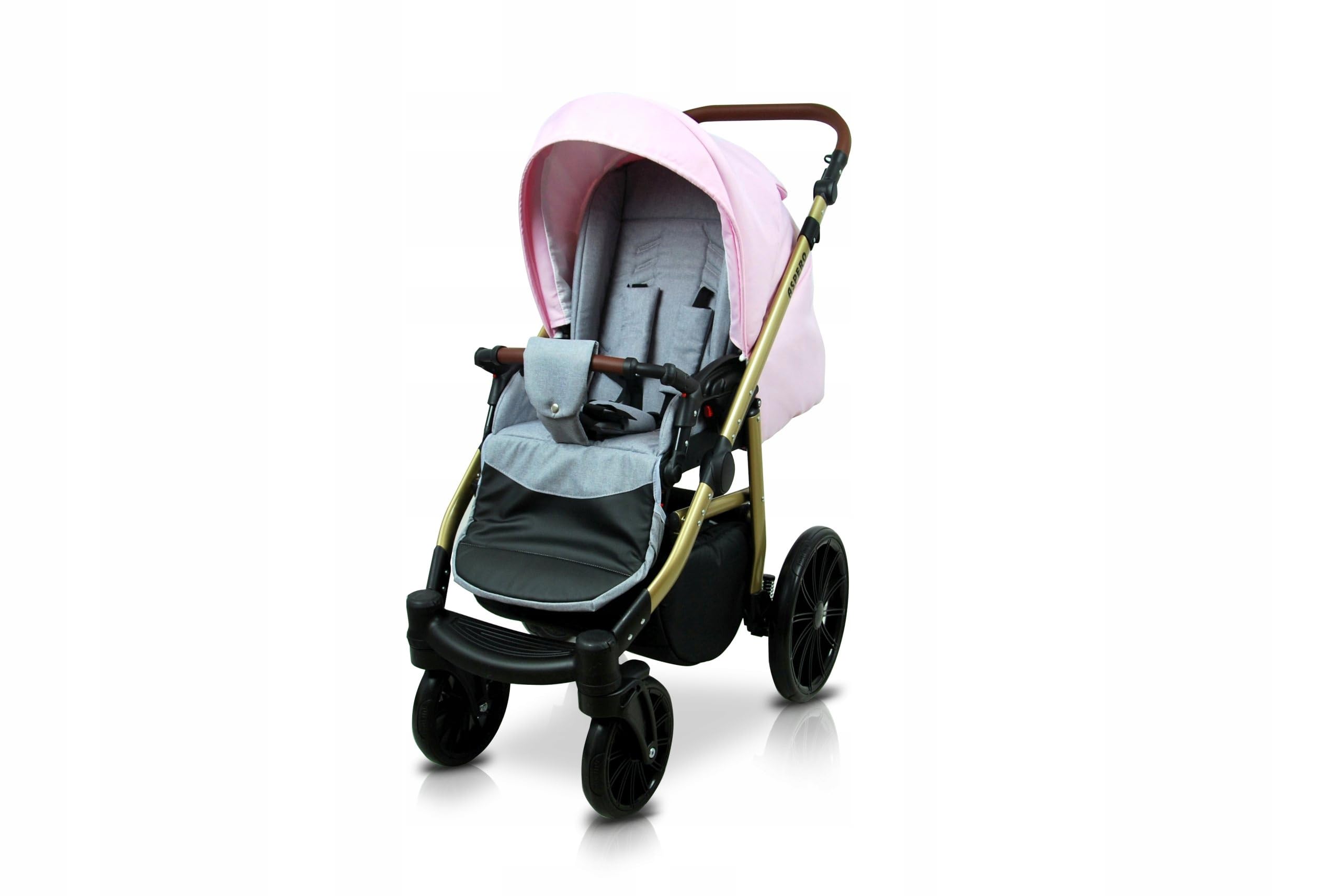 BabyLux® Wózek dziecięcy kompletny zestaw 4 w 1 - Aspero - w tym gondola dla niemowląt, wędka, fotelik samochodowy, podstawa ISOFIX - system kombinowany dla niemowląt, z torbą do przewijania itp.