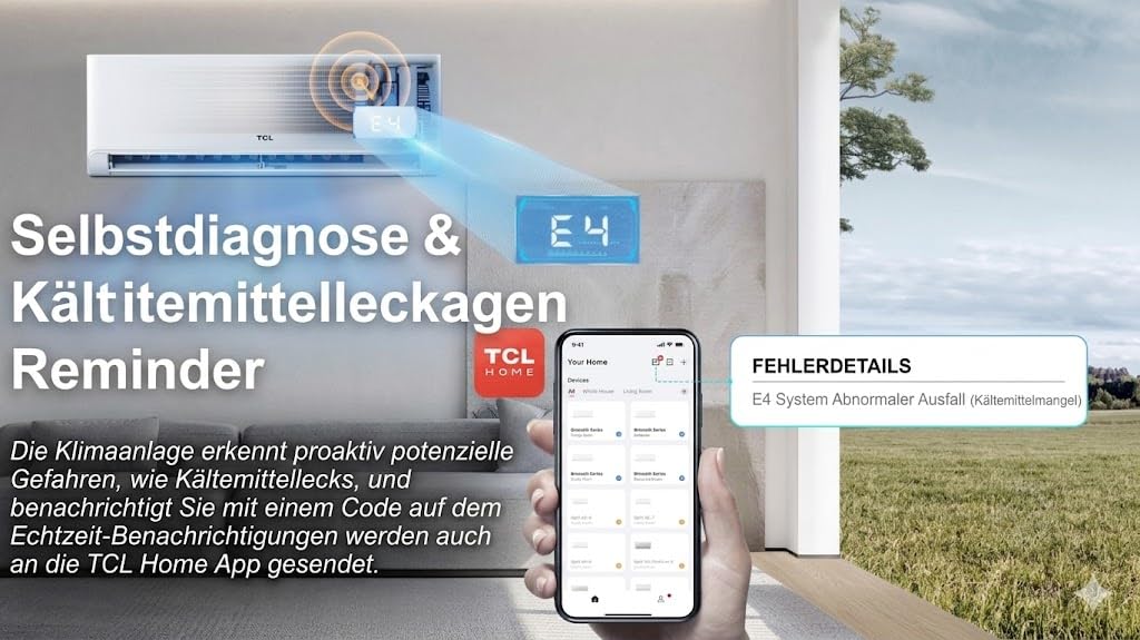 TCL BreezeIN Split Klimaanlage 12000 BTU Inverter Klimagerät mit Wärmepumpe zum Kühlen & Heizen | A++ | App & WLAN Smart Home für Räume bis zu 35m²