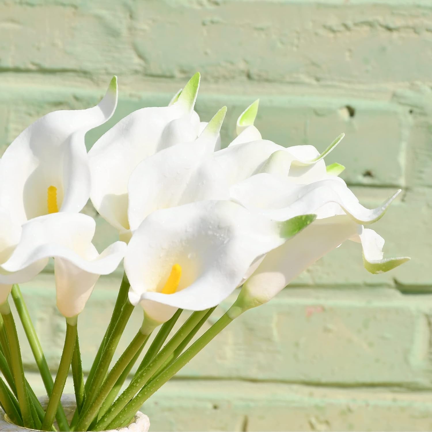 Mandy's 20pcs Milk White Artificial Calla Lily Silk Flowers 13.5" for Home Kitchen & Wedding Decorations : Home & Kitchen