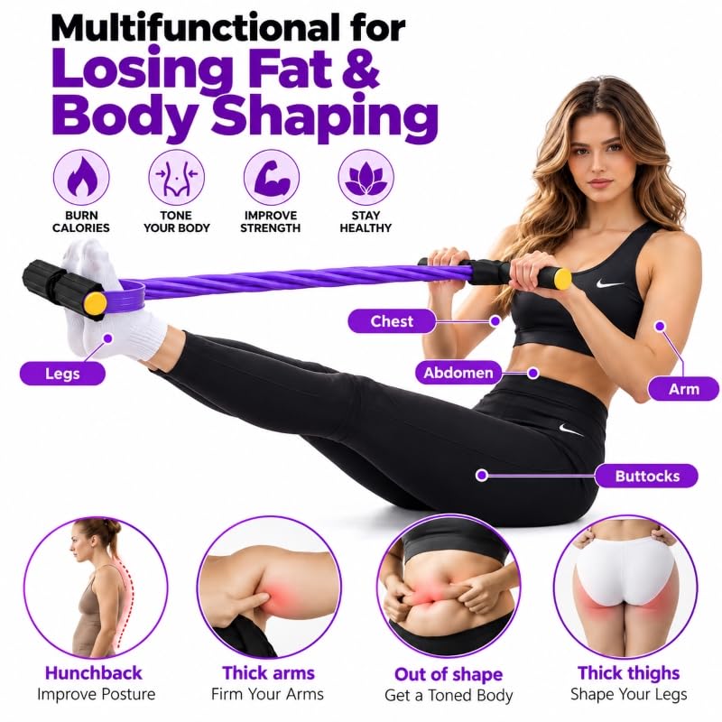 Image of RK Prime Pull Reducer Resistance Band - 4 Tube Yoga Pedal Puller for Tummy, Waist & Full Body Workout | Natural Rubber | Arm & Leg Exercise | Home Gym | Men & Women