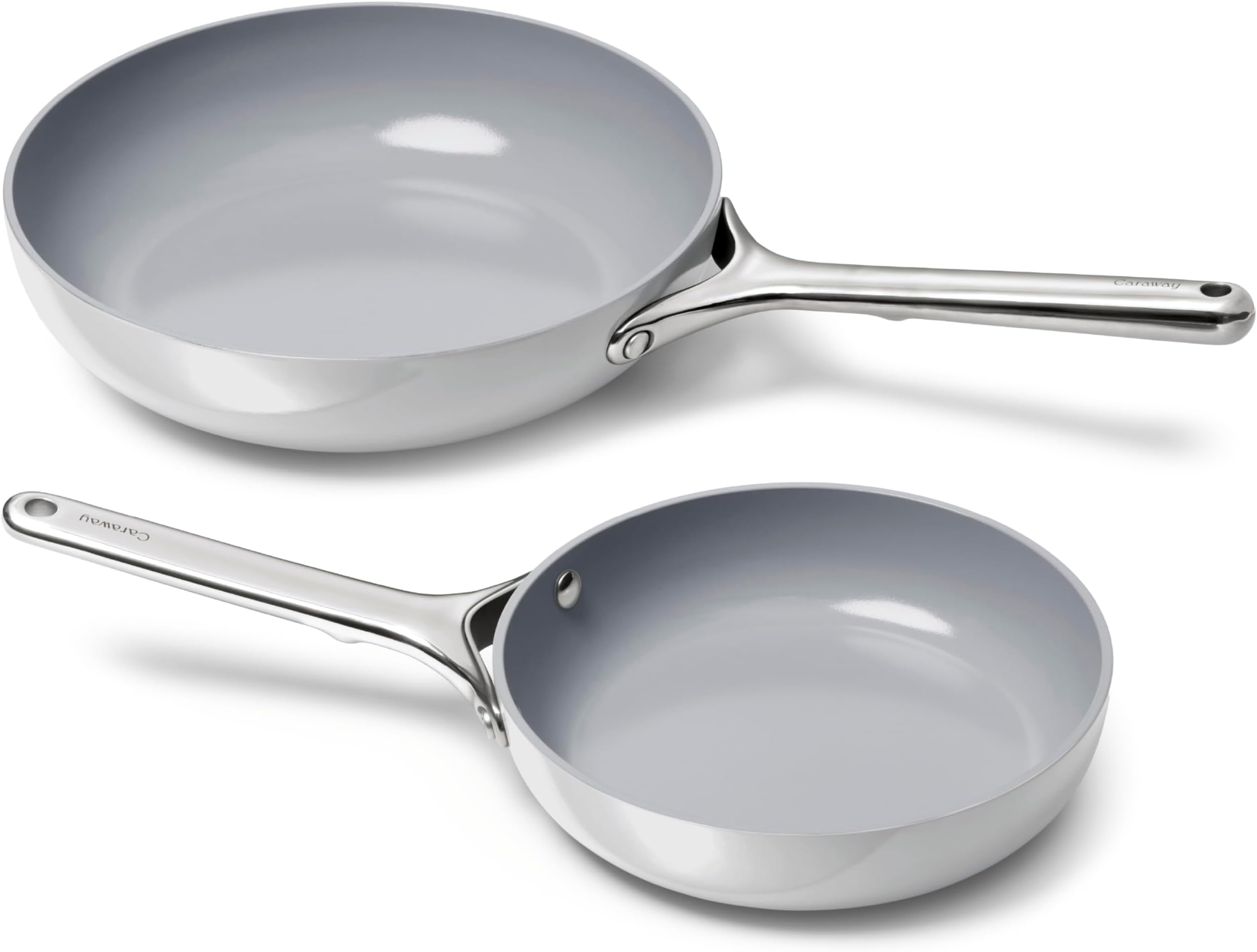 Caraway Fry Pan Duo - Nonstick Ceramic Frying Pan (8" & 10.5โ) - Non Toxic, PTFE & PFOA Free - Oven Safe & Compatible with All Stovetops (Gas, Electric & Induction) - Gray