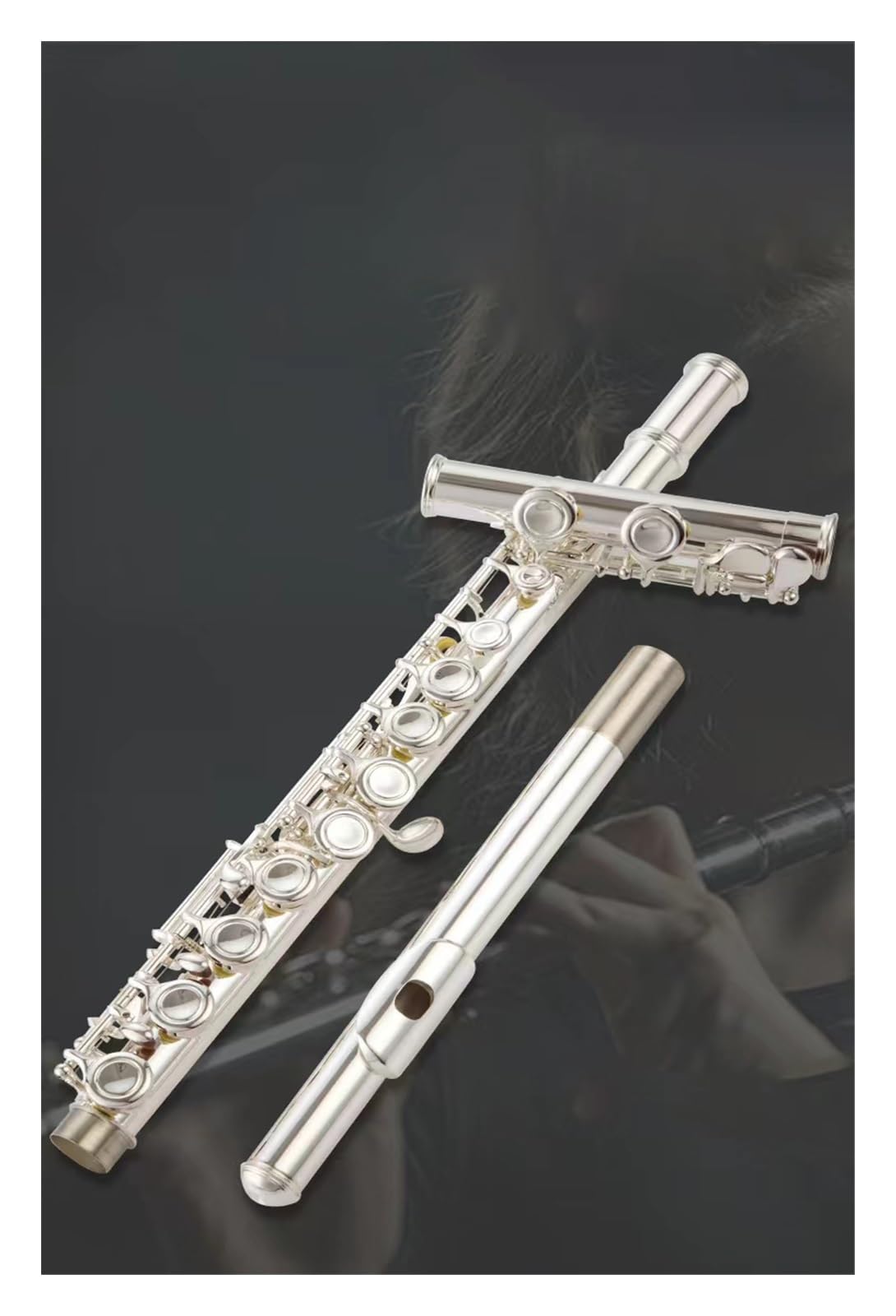 flauta de instrumento musical Flauta de orificio cerrado de 16 orificios chapada en plata Flauta tipo francés de plata de grado profesional